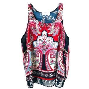 Patrons of Peace Red Pink Paisley Tank Top